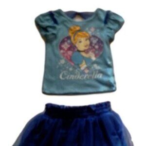 CINDERELLA 2 PC TOP & TUTU SKIRT SET, BLUE, SIZE 24M - NEW